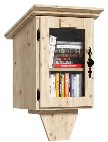 MSFE Kinderregal Bücherregal, Doppelte Kleine Bibliothek Box für Draußen mit Regal, Hängeregal DIY-Kit zum Teilen von Büchern, Wasserdichter Bücherschrank aus Holz, Kleine Kostenlose Bibliotheksbox