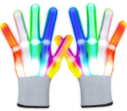 Giugio Handschuhe,Blinkende Handschuhes,LED Leuchtende Bunte Handschuhe,Mitgebsel Kindergeburtstag,Leuchtspielzeug für Kinder Erwachsene Halloween Weihnacht Raves Party Clubs Partygeschenke