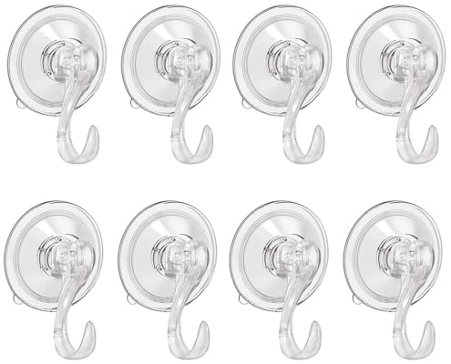 ClcIosis 8 ganci a ventosa, ganci adesivi trasparenti per finestre, per bagno, cucina, balcone, senza lasciare residui, forte aderenza, ganci da parete autoadesivi senza fori