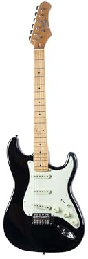 EKO GUITARS - Chitarra Elettrica ST‑401, Corpo Pawlonia, Manico & Tastiera Acero, 3 Pickup Single‑Coil, Ponte Tremolo Vintage, Colore Nero