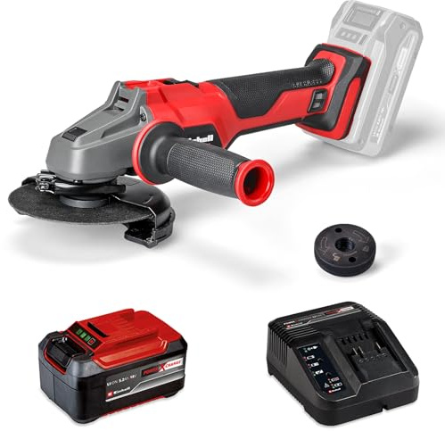 Einhell Professional Akku-Winkelschleifer AXXIO 18/115 Q Li Power X-Change (18 V, 700 W, Ø 115 mm, 28 mm Schnitttiefe, Brushless, ohne Trennscheibe, inkl. 5,2 Ah Akku & Ladegerät)