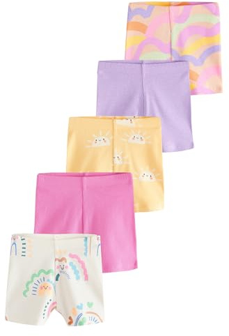 NEXT Niñas Pack de 5 Pantalones Cortos de Ciclismo Acanalados Rainbow 4 Años-5 Años
