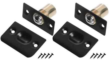 2 Pack Roller Ball Catches with Spring Bearings - Adjustable Top Mount Door Latches for Cabinets, Cupboards & Internal Doors(Color:Black)