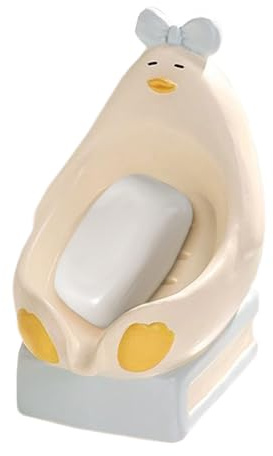 Piatto doccia per sapone | Anatra Seduta in Ceramica Bello per Lavabo, Portasapone con Scarico | per Bagno Doccia Controsoffitto Residenza Commerciale Esterno Campeggio Viaggio