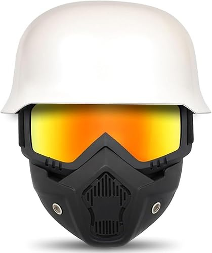 Caimcie Casco Jet retrò per Moto con ECE/DOT, Casco Tedesco a Mezza Calotta per Uomo e Donna, Fodera Interna ventilata, sgancio rapido, Casco per ciclomotore, Scooter, Cruiser J,M=55-56cm