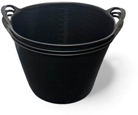 42L Heavy Duty Black Flexible Trug Bucket with Handles – Large Multipurpose Tub for Garden, Laundry, Builders, Cleaning & Storage | Durable Plastic Builders Tub – 3 Pack