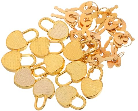 Hemobllo 12 Mini Cadenas en Alliage de Zinc en Forme de Cœur avec Clé, Cadenas Portable pour Journal Intime et Petites Valises, Sécurité Renforcée, Facile à Transporter