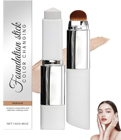 2-in-1 Foundation Stick, Chartming Farbwechselnder Fundamentstab, Grundierung mit Mittlerer bis Voller Deckkraft, Farbwechselndes Make-up Stick (Natürlich) NaturalColorFoundationStickA
