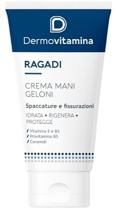 Dermovitamina - Ragadi Geloni Crema Mani 75ml - Nuova Formula | Crema Mani Riparatrice - Pelle Secca e Screpolata - Tratta Fissurazioni e Geloni con Vitamina E e B3, Provitamina B5