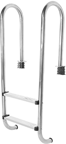 Zjythocyber Two Step Pool Ladder, Stainless Steel Swimming Pool Ladder, Anti Slip Anti Pool Accessory with Textured Pedals, for In Ground and Above Ground Pools
