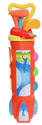 Takingup Set da Golf per Bambini con Carrello portaoggetti con rotelle, Mazze da Golf in plastica per Bambini per Giochi all'aperto tra Genitori e Figli e apprendimento dei, Rosso - Carrello per Bam