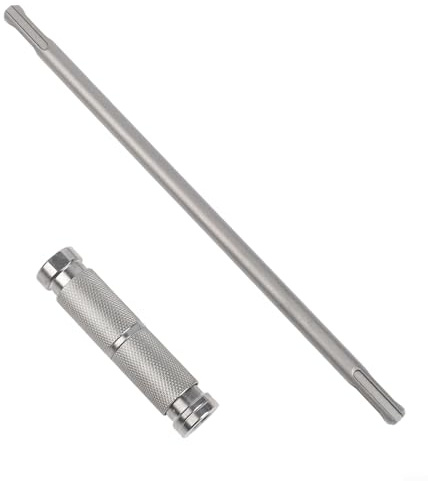 Momfin Adaptador de liberación rápida de varilla de extensión SDS Plus de 26 cm para taladro de martillo giratorio, vástago redondo de doble cabeza para carpintería y construcción