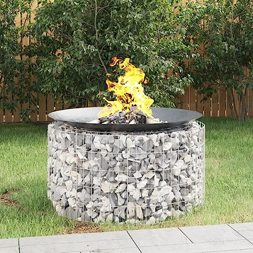 Kaloriko Braciere a gabbione in ferro zincato, diametro 100 cm, struttura stabile, filo da 3,5 mm, per giardino, terrazza, come braciere e decorazione con riempimento in pietra flessibile