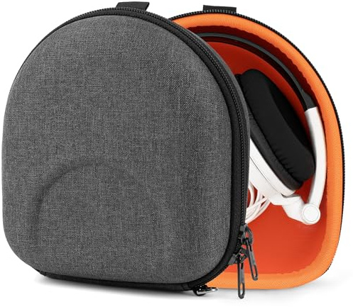 Geekria Shield Headphones Case for Foldable On-Ear Headsets, Replacement Protective Hard Shell Travel Carrying Bag, Compatible with Audio-Technica SJ55, SJ5, AKG K450 and More (Dark Grey)