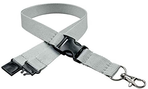 linie zwo ®, 10-pack nyckelband 20 mm, easy going-hake, säkerhetslås, skjutspänne, Grå