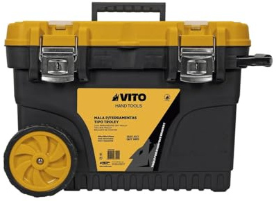 VITO - Boite à outils Caisse de chantier 595 x 380 x 420 mm sur roues Malette à outils Poignée télescopique