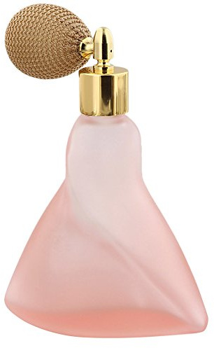 Rose Glas Flakon Flora Fleur, 115 ml Parfüm-Zerstäuber, leer mit Ballpumpe Farbe Gold, rosa, Kosmetex