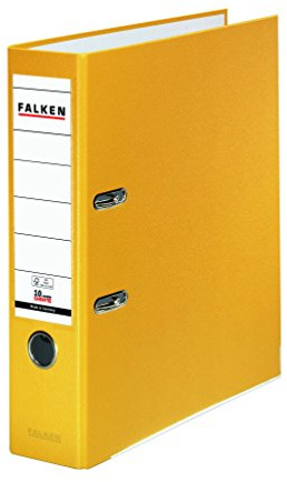 3x PP-Color Kunststoff-Ordner 8 cm breit DIN A4 gelb FALKEN | Made in Germany Kunststoffbezug außen Papierbezug innen Vegan