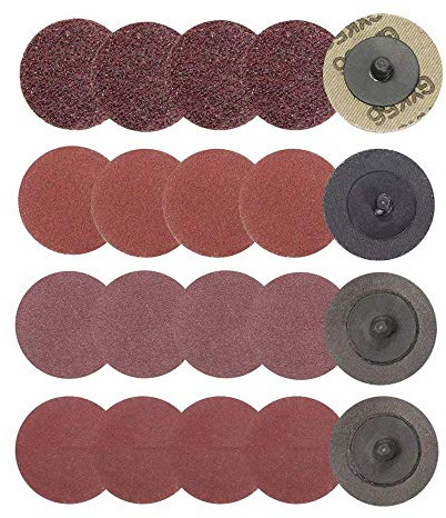 Gasea40pcs 2 Quick Change Sanding Discs, R Type Roll Lock Abrasive Pads, Aluminum Oxide Grinding Discs 24/60/120/240 Grit for Die Grinder, Drill & Rotary Tools