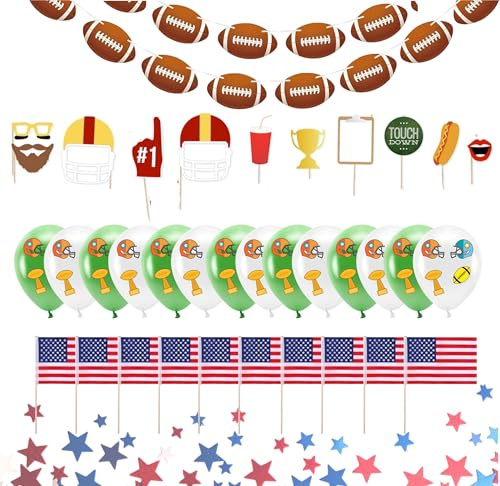 XXL American Football Dekoration Deko Set über 100 Teile, Luftballons, Girlande, Konfetti UVM.