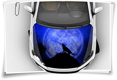 Medianlux Motorhaube Auto-Aufkleber Wolf Wolfsgeheule Mond Wald Wildnis Tiere Steinschlag-Schutz-Folie Airbrush Tuning Car-Wrapping Luftkanalfolie Digitaldruck Folierung