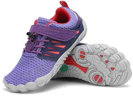 SAGUARO Barefoot Shoes Bambini Scarpe Barefoot Ragazzi Scarpe Minimaliste Ragazze Traspiranti Scarpe a Piedi Nudi Antiscivolo Scarpe Trail Running Scarpe Dita Viola,Gr.33