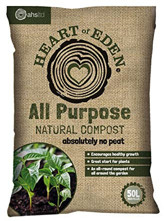 BHGS AHS Heart of Eden Peat Free Multi-Purpose Compost Natural Growing Media Fertiliser 50lt