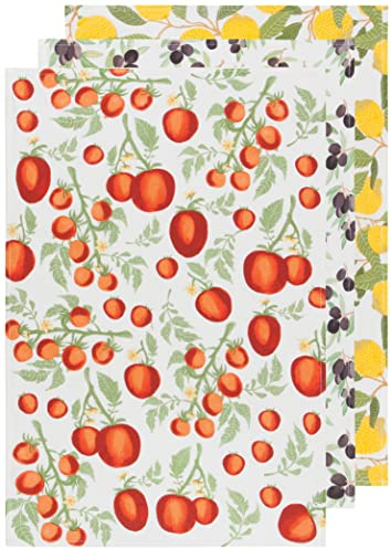 Now Designs Mediterranean Cotton Floursack Kitchen Dish Towels 20 x 30in, Set of 3