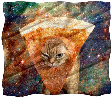 Fleece-Überwurfdecke für Couch, Sofa oder Bett, gemütliche, weiche Decken, Katze, Stern, Himmel, Pizza