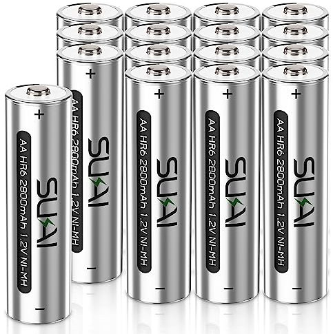 SUKAI Rechargeable AA Batteries 2800mAh High Capacity Ni-MH 1.2V Pre-Charged 16 Pack Double a Batteries