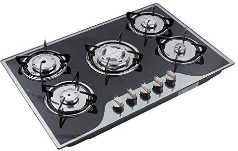 Piano cottura a gas 5 fuochi, Piano cottura a incasso, 5 zone, da incasso LPG/NG, fornello a 5 luci, in acciaio inox per gas naturale/propano