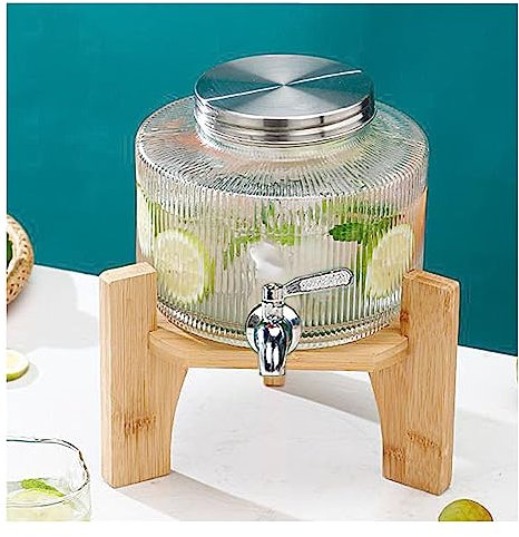 Dispensador De Bebidas De Cristal,Dispensador De Bebidas De Vidrio Con Grifo De ABS Y Tapa Para Bebida Caliente O Fría - Garrafa De Agua,Faucet a+base,2.5L