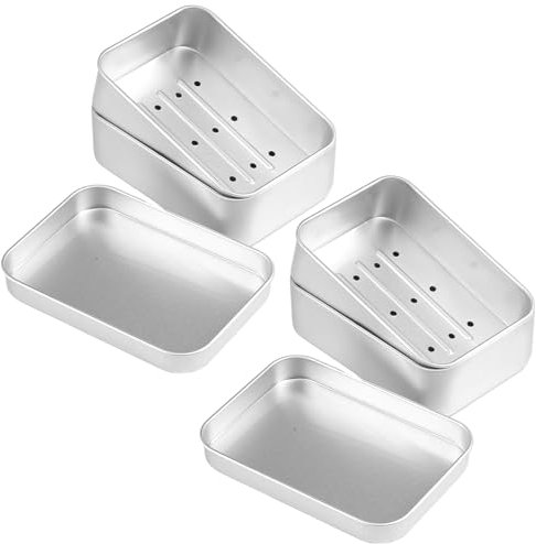 Seifendose Reise 2 Stück, Seifenbox aus Aluminium mit Abtropfgitter, Seifenschale Wasserdicht, Feuchtigkeitsbeständig Rostfrei für die Aufbewahrung von Hause Reisen Badeseifen, und Rasierschaum Macht