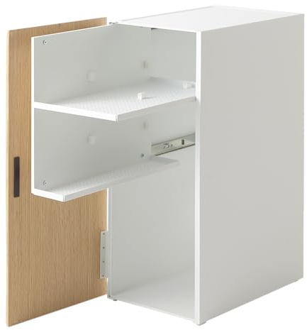 YAMAZAKI 2109 Tower Game Console Organizer, White, Steel/Wood/Magnet/Silicone, 24.7 x 36.5 x 60.3 cm