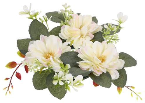Garneck Kerzenring Mit Künstlichen Blumen Hochzeitskerzenkranz Für Stumpenkerzen Dekokranz Mit Blüten Und Blättern Für Familienfeiern Valentinstag Heim- Und Festdekoration 23.00X23.00X8.00 cm