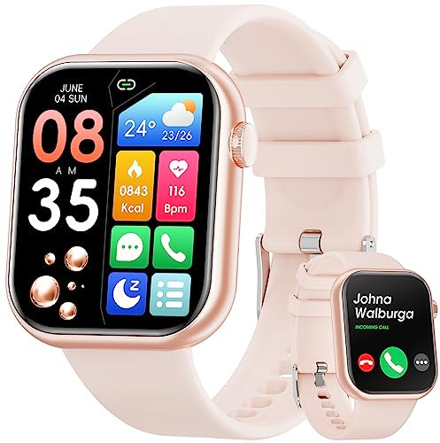 Hwagol Smart Watch (Answer/Make Calls), 1.85 Fitness Tracker, Smartwatch Heart Rate/Sleep Monitor/Pedometer/Calories, 140+ Sports Modes, Waterproof Women's Men's Fitness Watch for Android iOS