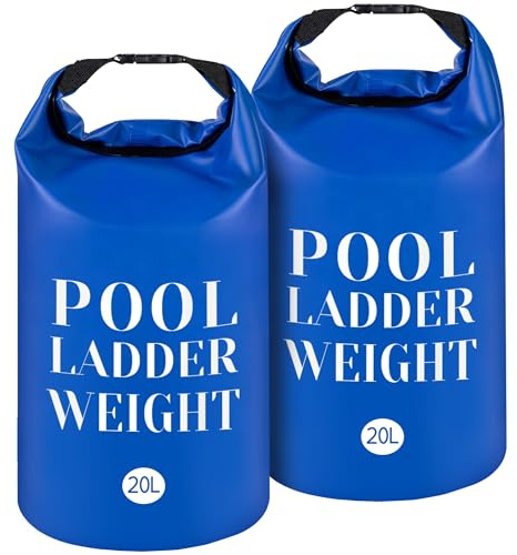 20L/50LB 500D PVC Swimming Pool Ladder Weights- 2 Pcs Waterproof Pool Step Weight Sand Bags- Fillable Pool Stair Weight Anchor Bag with Heavy-Duty Handle for Pool Steps