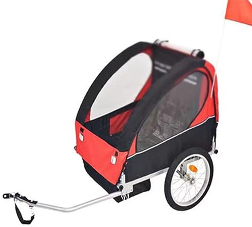 KJZQXYX Hundefahrradanhänger, Fahrradanhänger für Reisen, faltbar, großer Stauraum hinten, kann 40 kg tragen (red)
