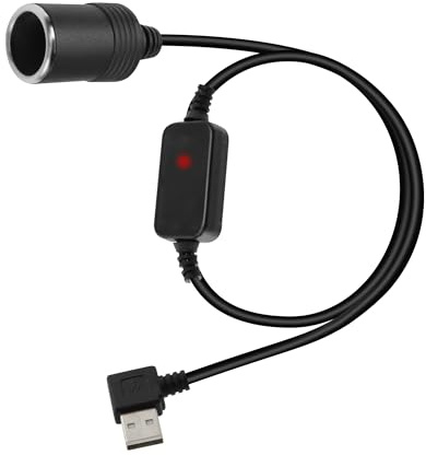 GELRHONR Rechtwinkliger USB zu Zigarettenanzünder Adapter, 5V USB A Stecker zu 12V Auto Zigarettenanzünder Buchse Konverter Adapterkabel für GPS, Dash Cam, Electronic Dog (70cm/2.3Ft)