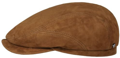 Stetson Goat Suede Flatcap Elegante Ledercap Einfarbige Kappe aus Ziegenleder mit Baumwollfutter Made in Germany Herren Ganzjährig
