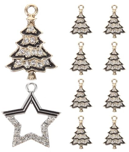 Golden Alloy Christmas Tree Charms Pendant Bracelet Diy Jewellery Making 10Pcs Snowflake Beads for Festive Accessories