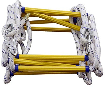 5M 16 FT Balkon Feuerleiter mit Haken Karabiner Tragbar für Erwachsene Mehrzweck Kinder Arbeiten für Baumhaus und Outdoor