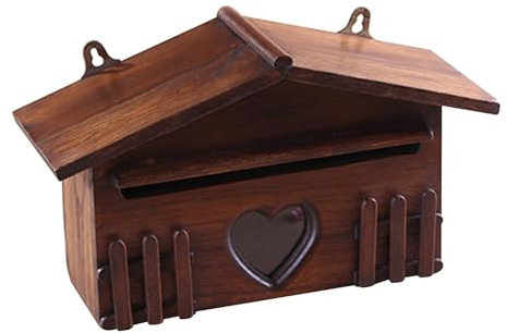 WANGJIANPENGPL Cassette Postali per Esterno in Legno, Cassetta Postale da Parete Vintage, Piccole Cassetta Posta Antipioggia da Appendere 32 x 12 x 18 cm
