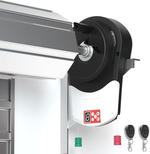 ANGDI Automatic Roll Up Door Opener, Electric Garage Roller Door Opener with 2 Remote, 800N Roll Up Door Opener Shutter Built-in Motor, for Garage Warehouse Store Barn Farm