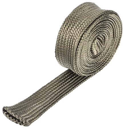 sourcing map Heat Shield Sleeve, 0.6 ID 6.6 Feet Heat Sleeve Automotive Wire Heat Shield Fuel Line Heat Shield Sleeve Heat Sleeve Heat Wrap 800 Degree for Wires, Titanium Color