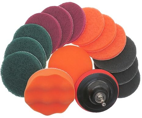 Scouring Pads Cleaning Brush Kit Drill Brush Atta 4 Inch Scrub Pad Drill Attachment Cleaning Kit, Scouring Pads Sponge Buffing Pad with Backing Plate for Kitchen, Bathroom