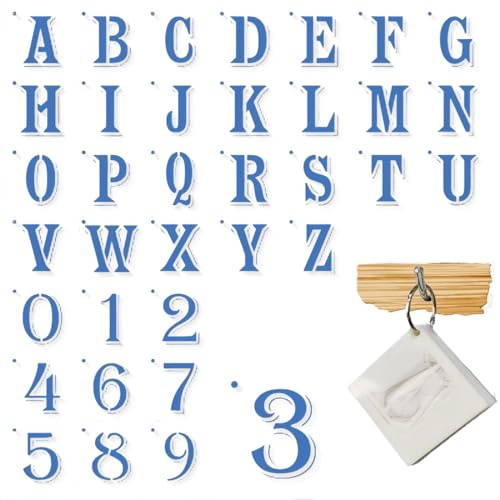 36 Stück Zahlenschablonen, darunter 26 Großbuchstaben, 10 Zahlen, 4 inch, waschbar, Kunststoff, wiederverwendbar, Schablone für Buchstaben, zum Zeichnen von Kunst, Schreiben und Basteln