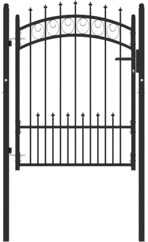 Brokky 146389 Fence Gate with Spikes Steel 100x125 cm Black Garden Gates High galvanised wrought iron metal swing gate