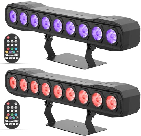 Wallwasher Éclairage de Scène 60W, 9 LED RGBW Projecteur à Effet avec Télécommande DMX512 Lumière de Fête Barre Stroboscope Commande vocale pour Bar DJ Disco Mariage Extérieur 2PCS