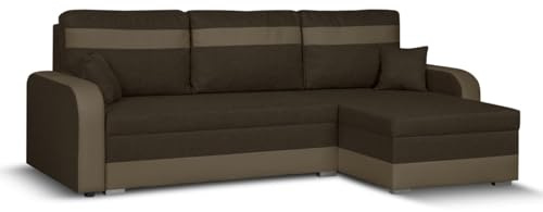 SENTO TRADE Ecksofa mit Schlaffunktion, Bettkasten, L-Form Eckcouch, Schlafsofa, Bonellfederkern, CONDI (braun-Bronze)